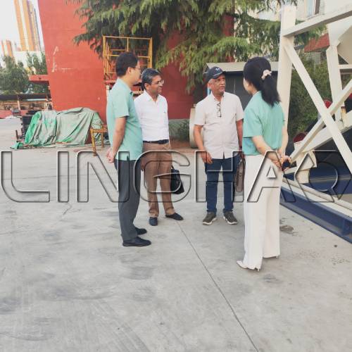 HZS60 concrete batching plant production line at LINGHAO manufacturing facility
